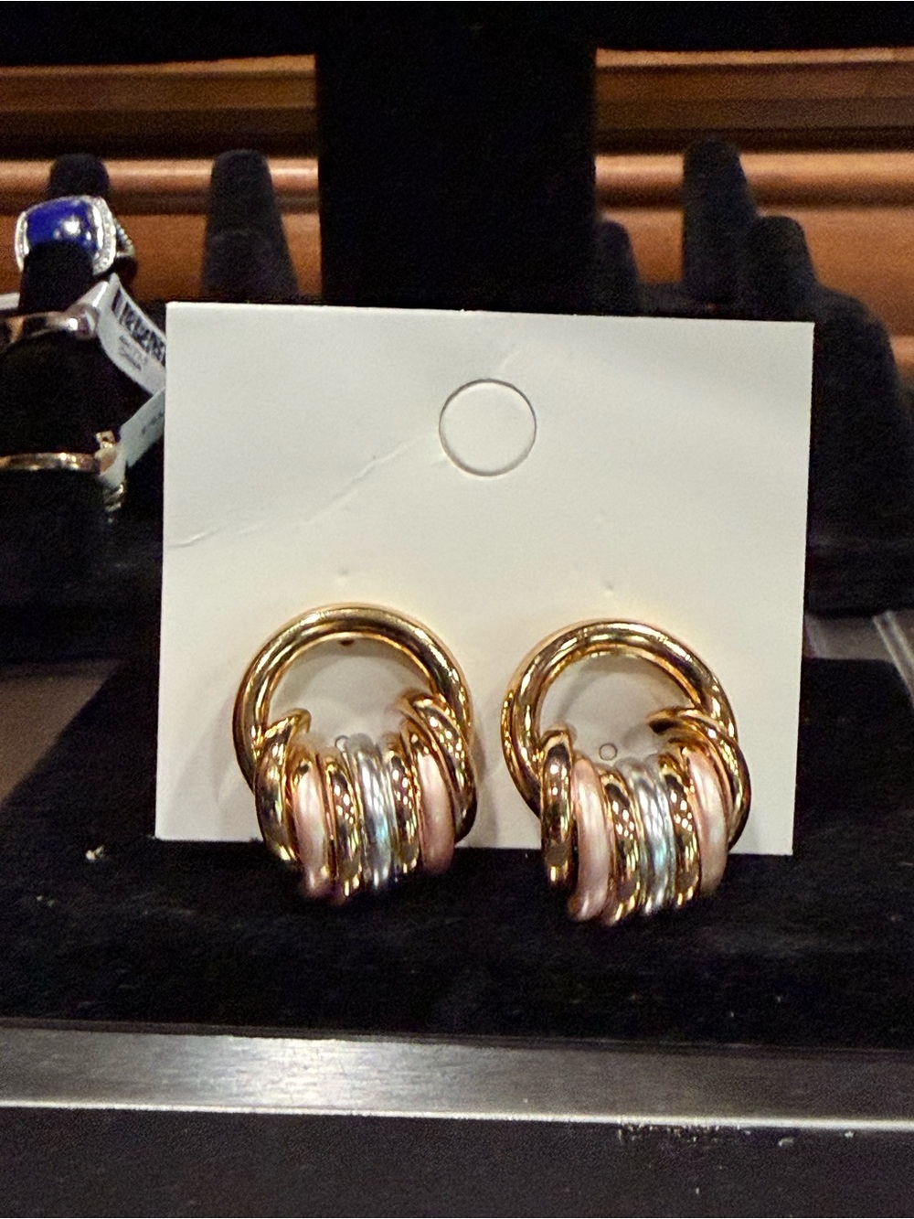 Tri-Tone Hoop Cluster Earrings - Gold, Rose & Silver